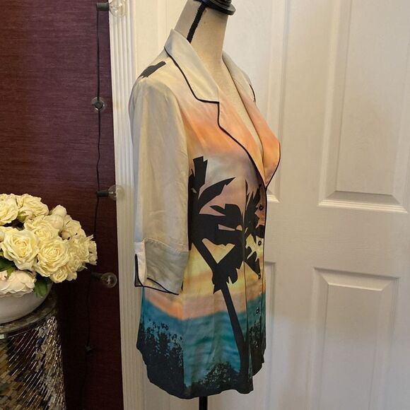 Zadig &Voltaire Soledad 100% viscose palm print blouse, US6 - Picture 7 of 9